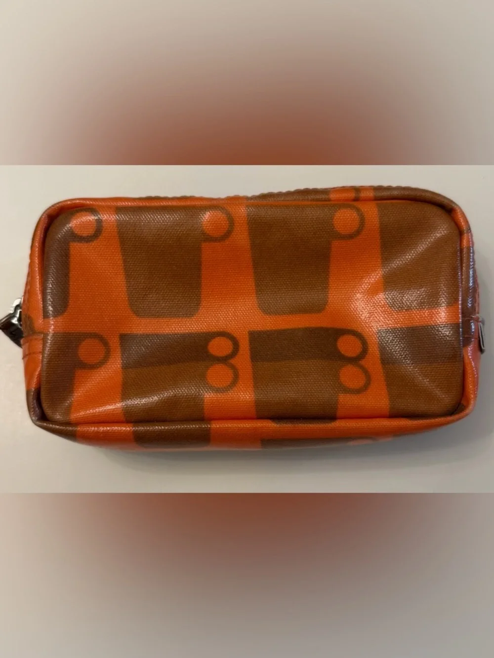 Vintage Orla Kiely Coated Cotton Cups Pouch Orange Cosmetic Pencil Case - Picture 2 of 14